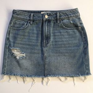 Pac Sun denim mini skirt, distressed, size 26